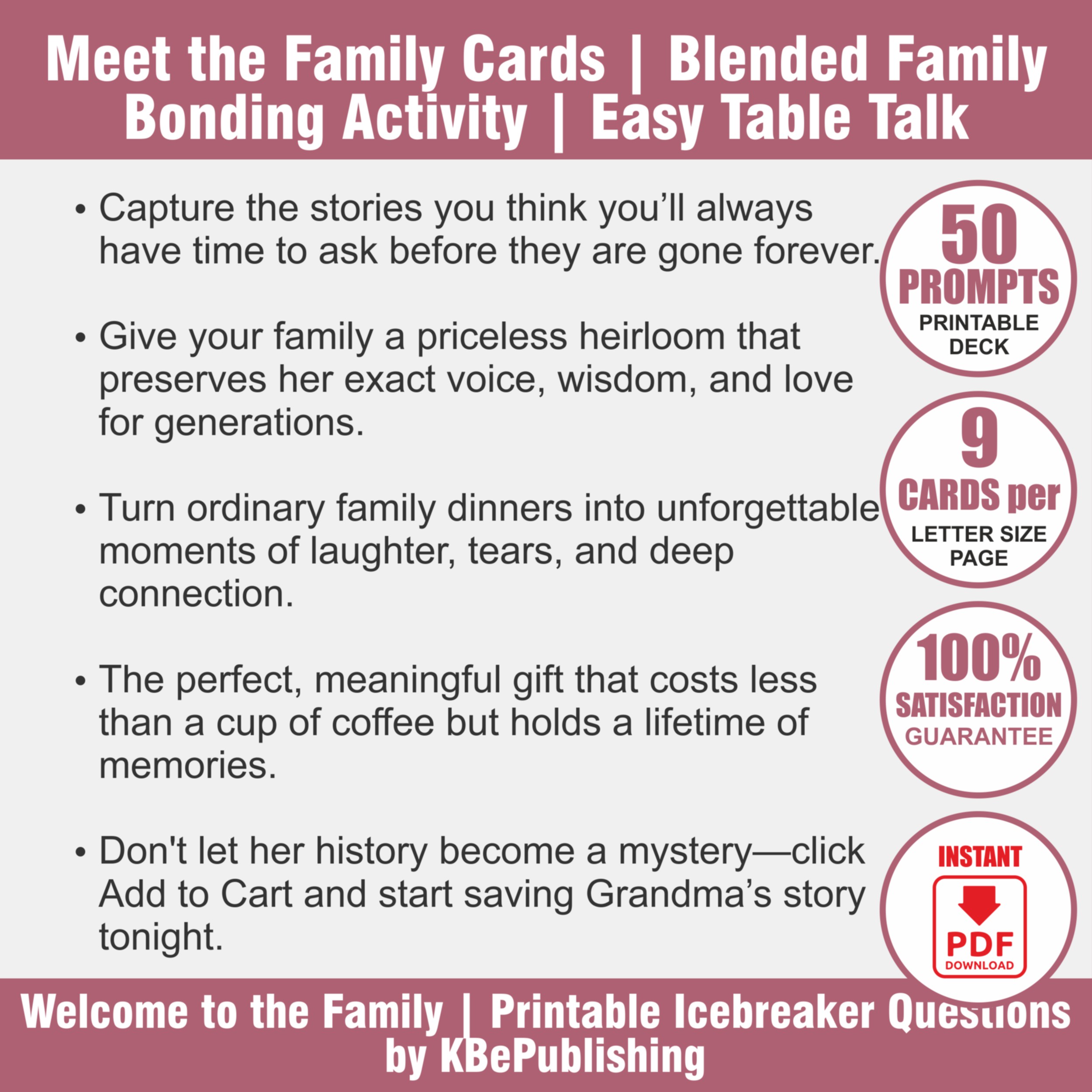 Blended Family Deck: Gentle Icebreakers & Getting to Know You | Printable PDF - View 2